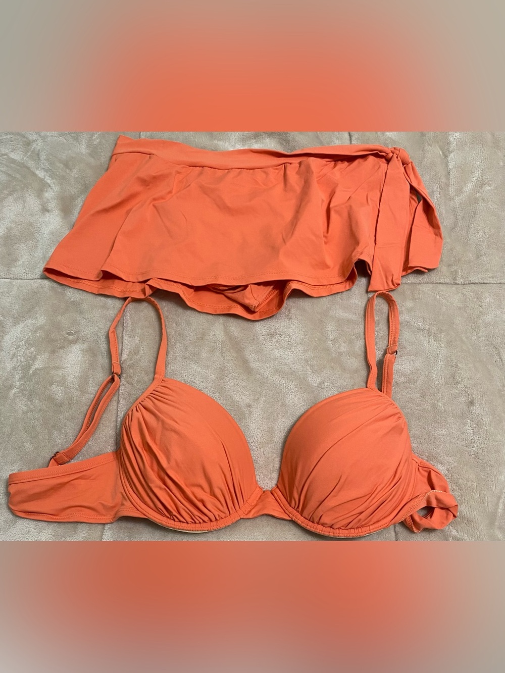 Tommy Bahama Orange Push-Up Bikini Top with Skirted Bottom